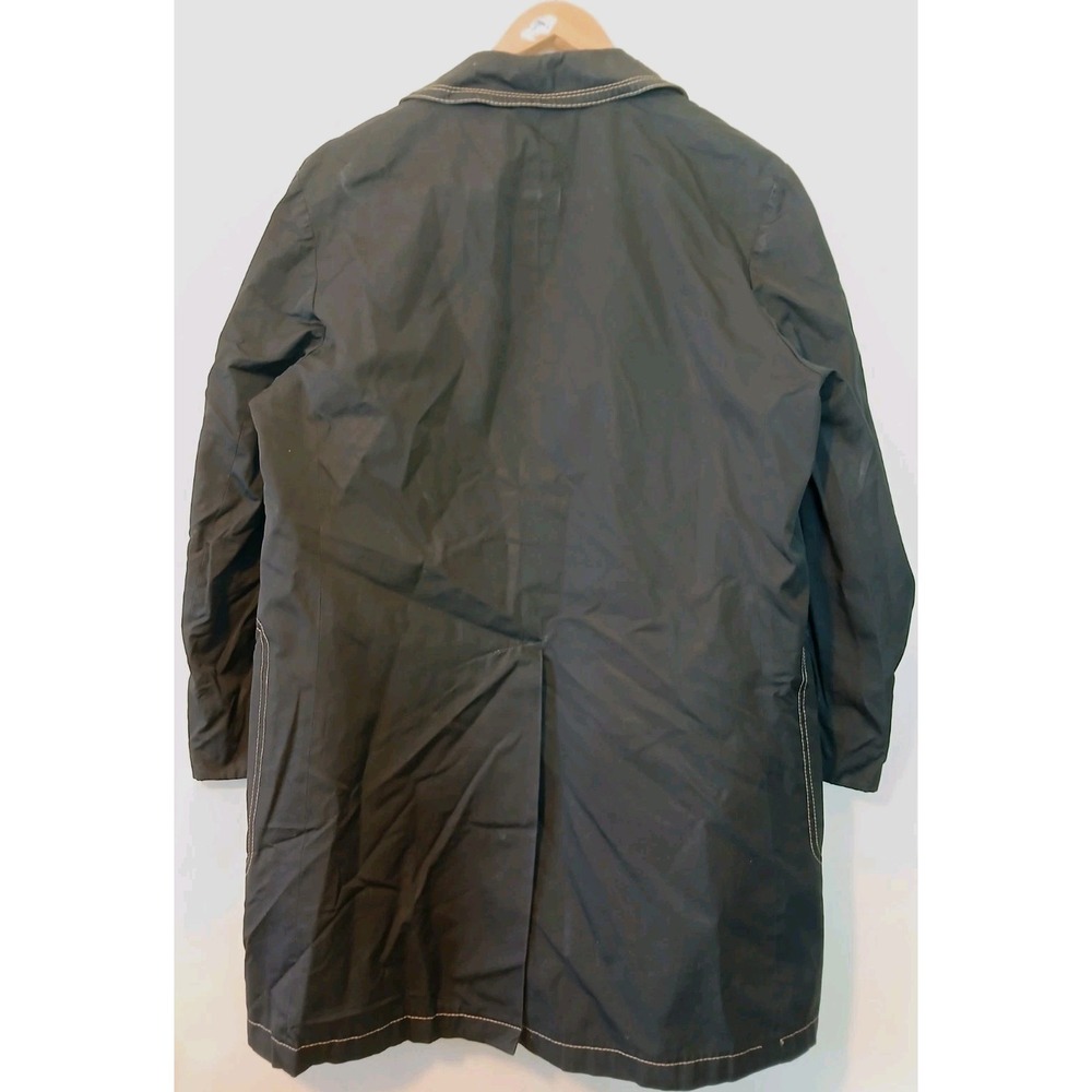 Vintage Cortefiel Mens Black Double Breasted Trench Coat Sz 42 Made in Spain  AC - Picture 5 of 13